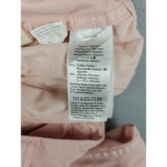 Madewell Pants‎ Women's Size 28x28 Light Pink Button Cargo Pockets Mid Rise - Picture 6 of 10